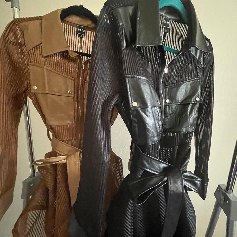 Black Mesh Trench Coat with Belt